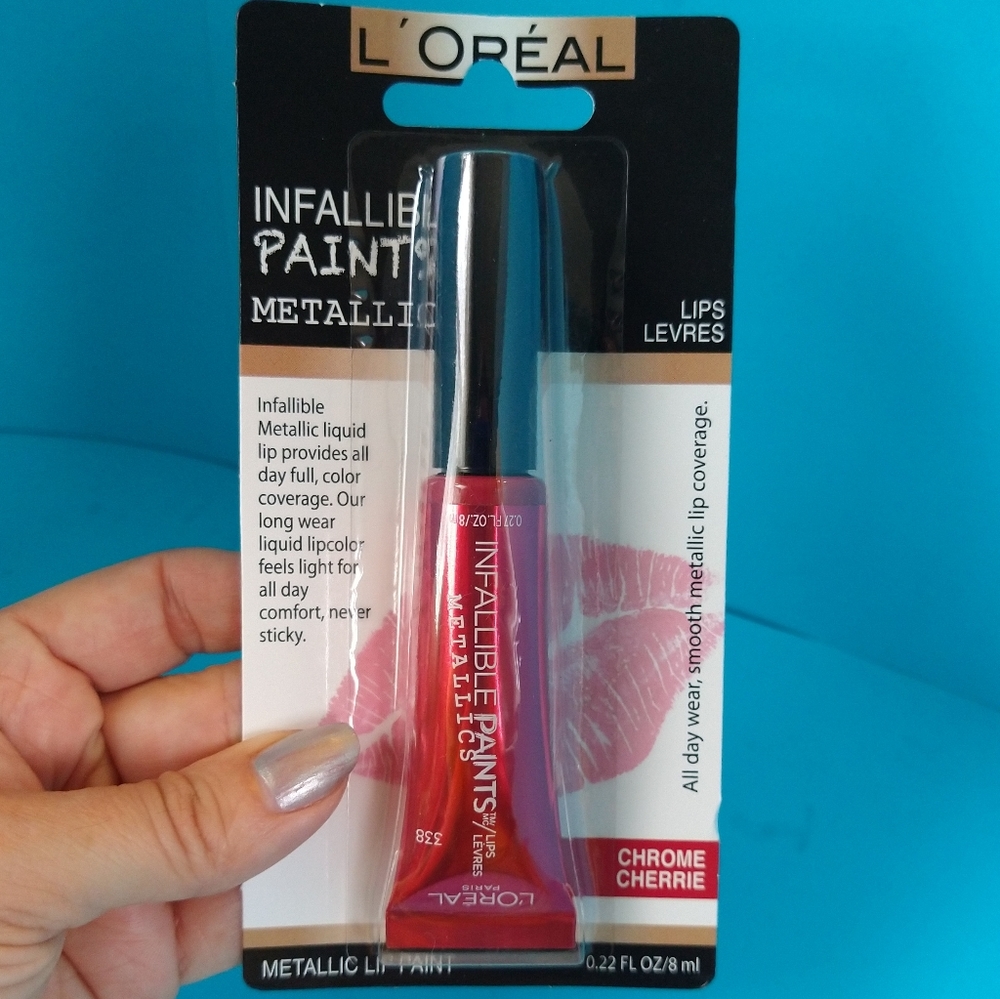 L'Oreal Infallible Paints Metallic Cherry Chrome Lip Color Makeup